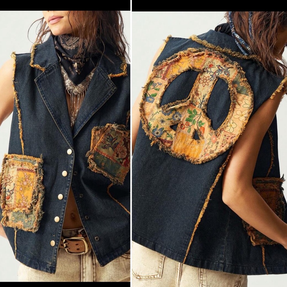 New Boutique Brand Denim Vest with Peace Patch (similar to POL, Easel)